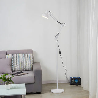 Red Dome Adjustable Metal Swing Arm LED Floor Lamp Zawala Image - 3