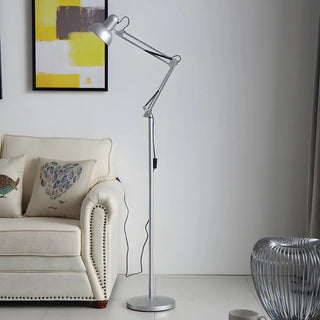 Red Dome Adjustable Metal Swing Arm LED Floor Lamp Zawala Image - 4