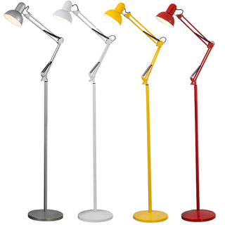 Red Dome Adjustable Metal Swing Arm LED Floor Lamp Zawala Image - 9