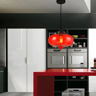 ZOWALA - Modern Red Glass Orb Kitchen Island Pendant Light Image - 1