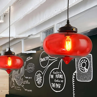ZOWALA - Modern Red Glass Orb Kitchen Island Pendant Light Image - 11