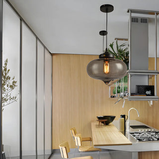 ZOWALA - Modern Red Glass Orb Kitchen Island Pendant Light Image - 2