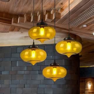 ZOWALA - Modern Red Glass Orb Kitchen Island Pendant Light Image - 3