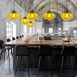 ZOWALA - Modern Red Glass Orb Kitchen Island Pendant Light Image - 4