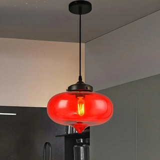 ZOWALA - Modern Red Glass Orb Kitchen Island Pendant Light Image - 8