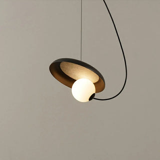 ZOWALA - Modern Bedroom Tilted Disc Pendant Light Adjustable Cord Image - 11