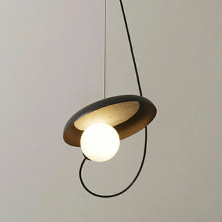 ZOWALA - Modern Bedroom Tilted Disc Pendant Light Adjustable Cord Image - 8
