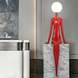 Modern Yellow Statue Abstract Resin LED Floor Lamp Zawala Image - 1