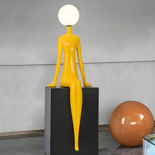 Modern Yellow Statue Abstract Resin LED Floor Lamp Zawala Image - 2