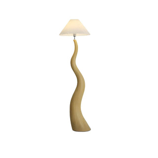 Resin Modern White Pleated Curved Tree Floor Lamp Zawala Image - 10