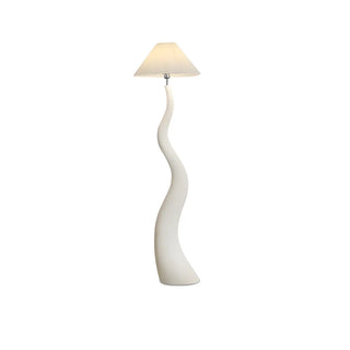 Resin Modern White Pleated Curved Tree Floor Lamp Zawala Image - 11