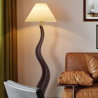 Resin Modern White Pleated Curved Tree Floor Lamp Zawala Image - 2