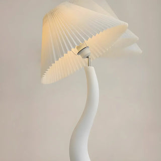 Resin Modern White Pleated Curved Tree Floor Lamp Zawala Image - 6