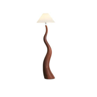 Resin Modern White Pleated Curved Tree Floor Lamp Zawala Image - 9