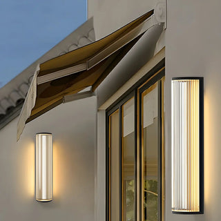 Modern Cylinder Black Metal Outdoor Wall Sconce Light Zawala Image - 1