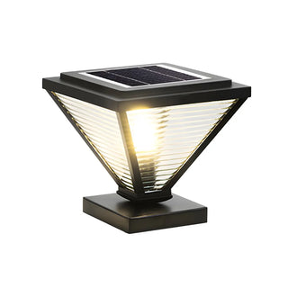 Modern Geometric Metal Pyramid Outdoor Black Post Light Zawala Image - 6