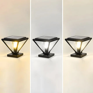 Modern Geometric Metal Pyramid Outdoor Black Post Light Zawala Image - 7