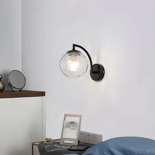 ZOWALA - Modern Textured Glass Globe Black Vanity Wall Light Image - 1