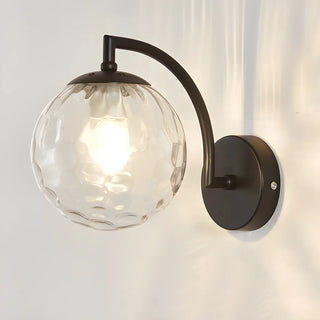 ZOWALA - Modern Textured Glass Globe Black Vanity Wall Light Image - 10
