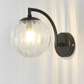 ZOWALA - Modern Textured Glass Globe Black Vanity Wall Light Image - 14