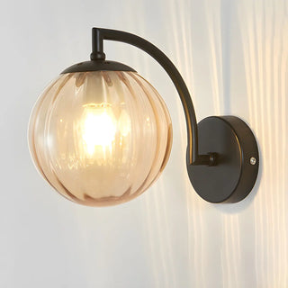 ZOWALA - Modern Textured Glass Globe Black Vanity Wall Light Image - 17