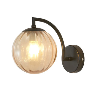 ZOWALA - Modern Textured Glass Globe Black Vanity Wall Light Image - 22