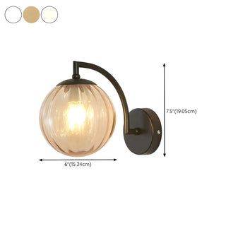ZOWALA - Modern Textured Glass Globe Black Vanity Wall Light #size