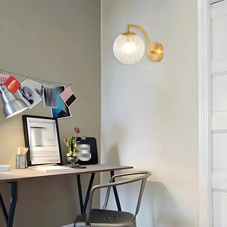 ZOWALA - Modern Textured Glass Globe Black Vanity Wall Light Image - 3