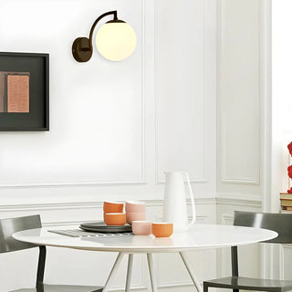 ZOWALA - Modern Textured Glass Globe Black Vanity Wall Light Image - 5