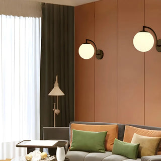 ZOWALA - Modern Textured Glass Globe Black Vanity Wall Light Image - 6