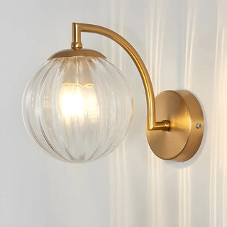 ZOWALA - Modern Textured Glass Globe Black Vanity Wall Light Image - 8