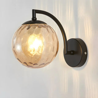 ZOWALA - Modern Textured Glass Globe Black Vanity Wall Light Image - 9