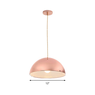 ZOWALA - Contemporary Pink Rose Gold Dome Restaurant Pendant Light Image - 10
