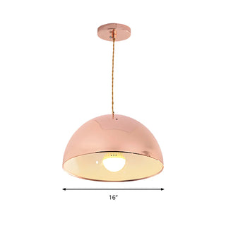 ZOWALA - Contemporary Pink Rose Gold Dome Restaurant Pendant Light Image - 7