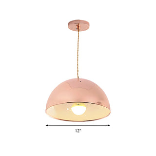 ZOWALA - Contemporary Pink Rose Gold Dome Restaurant Pendant Light Image - 8