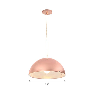 ZOWALA - Contemporary Pink Rose Gold Dome Restaurant Pendant Light Image - 9