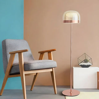 Modern Black Glass Dome Living Room LED Floor Lamp Zawala Image - 1
