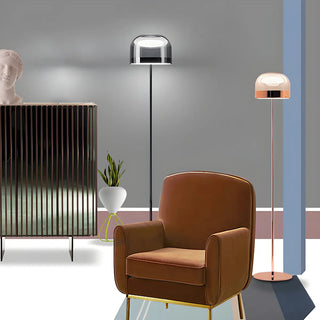 Modern Black Glass Dome Living Room LED Floor Lamp Zawala Image - 3