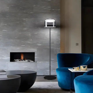 Modern Black Glass Dome Living Room LED Floor Lamp Zawala Image - 4