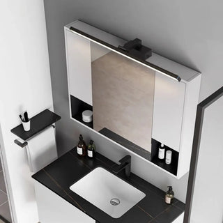 ZOWALA - Modern Rectangular Black LED Bathroom Vanity Light Image - 3