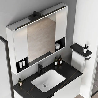 ZOWALA - Modern Rectangular Black LED Bathroom Vanity Light Image - 4
