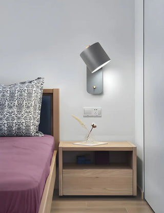 Adjustable Modern Grey Cylinder Bedside Wall Sconce Zawala Image - 15