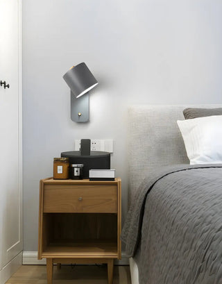 Adjustable Modern Grey Cylinder Bedside Wall Sconce Zawala Image - 16