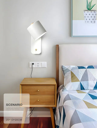 Adjustable Modern Grey Cylinder Bedside Wall Sconce Zawala Image - 17