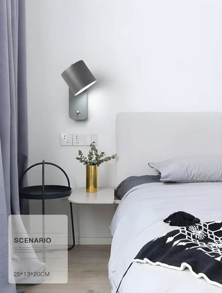 Adjustable Modern Grey Cylinder Bedside Wall Sconce Zawala Image - 18