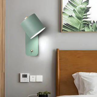 Adjustable Modern Grey Cylinder Bedside Wall Sconce Zawala Image - 3