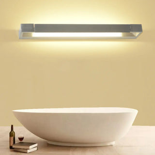Trendy Silver Rectangular Metal Bathroom Vanity Light Zawala Image - 1