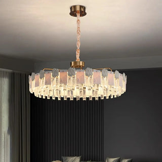 Crystal Ring Gold Large LED Living Room Chandelier Image - 2