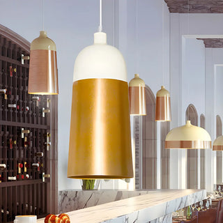 ZOWALA - Modern Two-Tone Gold and White Cylinder Pendant Light Image - 3