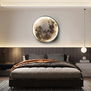 Realistic Grey Metal Moon LED Wall Sconce Light Zawala Image - 1